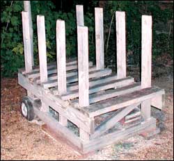 A sawhorse used for cutting larger logs.